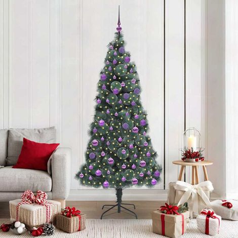 Künstlicher vorbeleuchteter Weihnachtsbaum mit Kugelset 180 cm