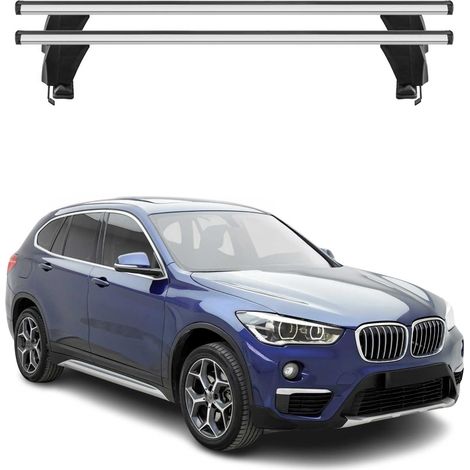 OMAC Dachträger Querträger Alu für BMW X1 F48 2019-2022 FL – Abschließbar – T-Nut – City-Crash-getestet – Max. 50 kg Silber (1/5)