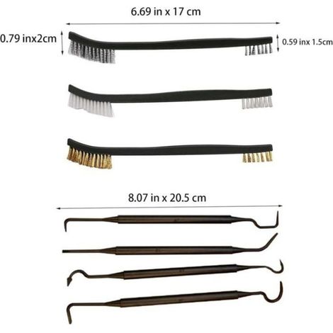 Jeu de Brosses Métalliques Nylon, 7 Pièces, Brosse de Nettoyage à Crochet, Petite Brosse en Laiton et Inox (1/4)