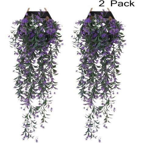 2 faux lilas violets, guirlandes fleuries artificielles pour décoration intérieure et extérieure, fleurs synthétiques pour habiller un mur (1/5)