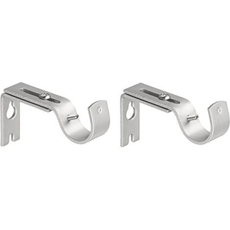Crochets Muraux Réglables et Robustes pour Tringle à Rideaux de 2,5 cm – Lot de 2 en Nickel Argenté (1/5)