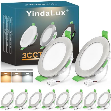 Spot LED Encastrable 68mm 5W 550LM Spots de plafond IP44 Spot salle de bain, Blanc Chaud 3000K Blanc Neutre 4000K Blanc Froid 6000K Réglable, Trou Φ65-75mm, AC220-240V, Lot de 6, Noir