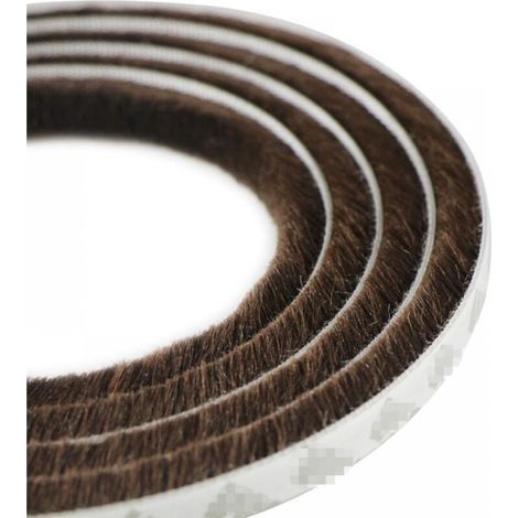 Bande de brosse anti-poussière auto-adhésive pour portes et fenêtres mobiles 9 mm x 15 mm (marron)