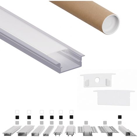 LED-Einbauprofil EB 2 m Weiss für LED-Streifen bis 18 mm inkl. milchiger Abdeckung (1/5)