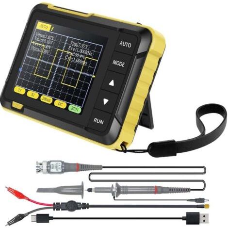 Green Mobility-Oscilloscope numérique portable  Mini avec écran de 2,8 pouces, 200 kHz, 2,5 MS/s, USB, avec câble de données Type-C et sonde (1/4)