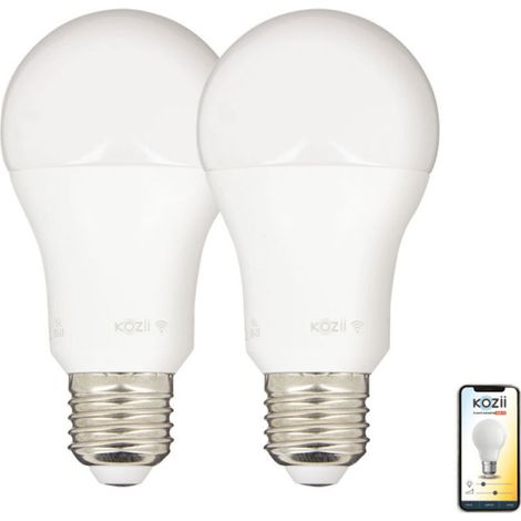 Ampoules LED connectées E27 9W 806 lumens – Variation de température de couleur 2700K à 6500K – Pack de 2 – PACK2KE806GCCT – Kozii
