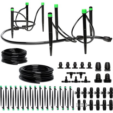 Sistema de riego por goteo - Sistema de riego ajustable de primera calidad para jardines, parterres elevados - Kit completo de riego por goteo con eyector de goteo (1/4)