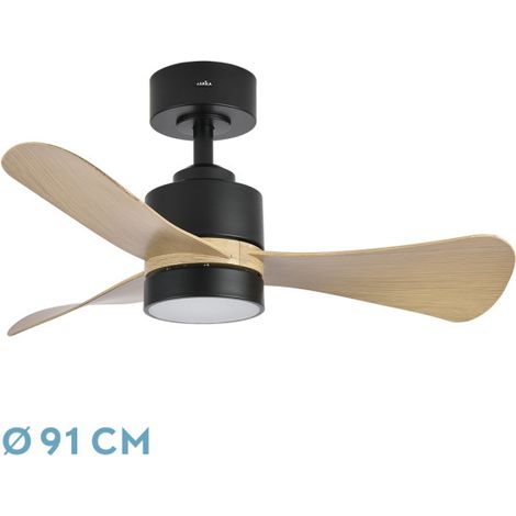 Ventilatore DC Zepelin 18W Nero/Legno Chiaro 3 Pale