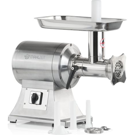 Mahlzeit Edelstahl Fleischwolf elektrisch silber 650W 150kg/h mit Wurstfülleraufsätzen Wurstmaschine