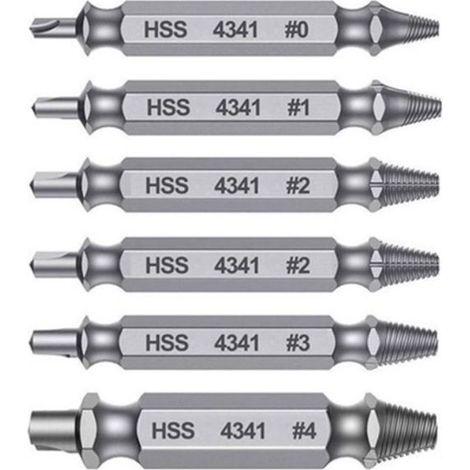 HOXILEELEO - Lot de 6 Extracteurs de Goujons/Vis Professionnels en HSS 4341 - Kit d'Outils de Dévissage avec Tourne à Gauche Extracteur, For (1/5)