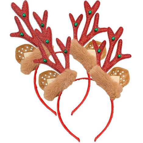 Lot de 2 serre-têtes de Noël en forme de bois de renne, accessoires pour cheveux et photos de Noël-22.8X12X3CM