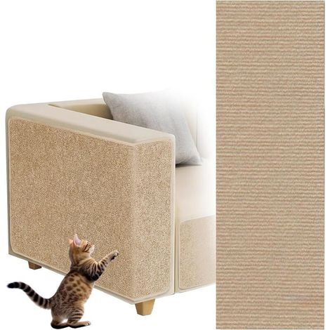 Tapis Griffoir pour Chat Auto-adhésif,Tapis à Gratter Autocollant pour Chat, Climbing Cat Scratcher, DIY Trimmable Chats Grattoir, Protège Les Tapis et Canapés (Kaki, 30×100cm) (1/4)