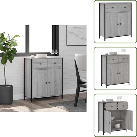 The Living Store Sideboard Grau Sonoma 70x30x80 cm Holzwerkstoff - Schreibtisch - Wohnzimmermöbel - Sideboard - Grau Sideboard - Holz Sideboard (1/5)