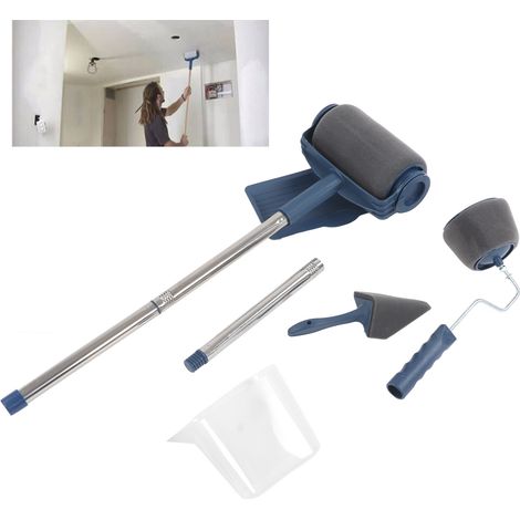 6-in-1-Farbroller-Set mit Kunststoffwanne und Metallrolle  Multifunktional für Wände  9 Zubehörteile und englische Bedienungsanleitung  666 g