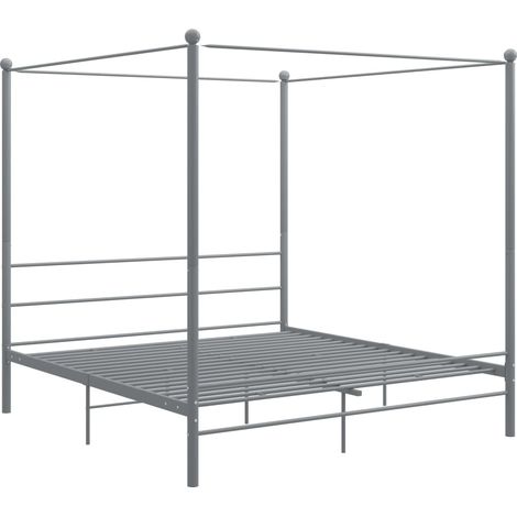 Bed Frame Grey Powder-coated metal Super King Durable Bed Frame vidaXL