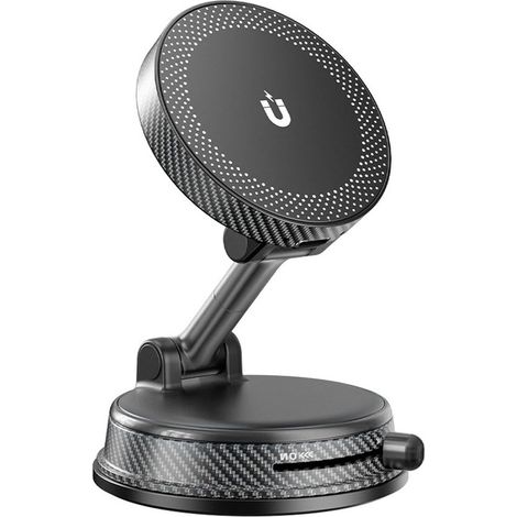 Soporte para teléfono de coche con función de carga, ventosa automática, carga rápida de 15 W, compatible con iPhone MagSafe y otros smartphones.