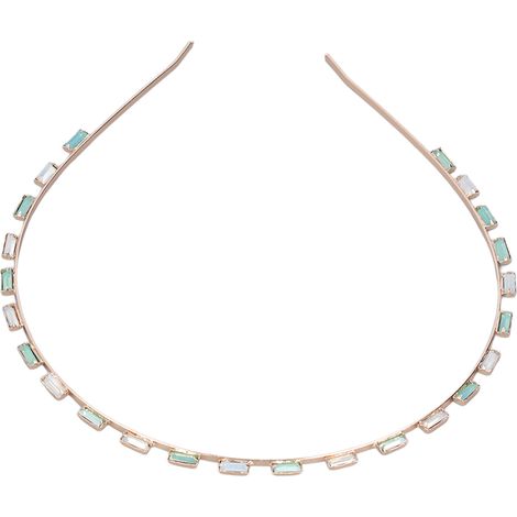 Bandeau à strass : élastique, confortable à porter, brillant, joli, pratique, accessoire de cheveux coloré, vert CHT-712 (1/5)