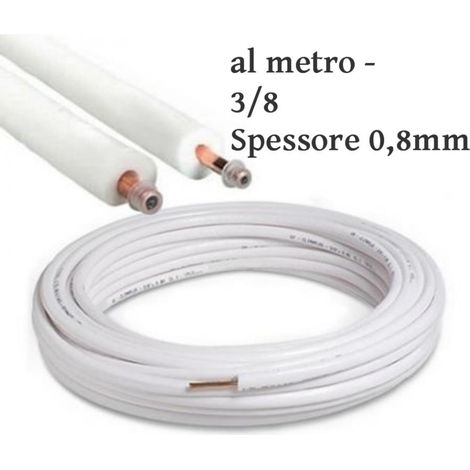 TUBO RAME COIBENTATO CLIMATIZZATORI CONDIZIONATORI 3-8 Spessore 0,8mm - al metro