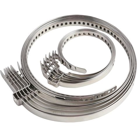 12 Pieces Universal Gimbal Bellows Collar, 25-50 mm and 50-120 mm Universal Stainless Steel Gimbal Bellows Clamp Adjustable for Pipes, Sleeves, Filters, Ducts (1/5)