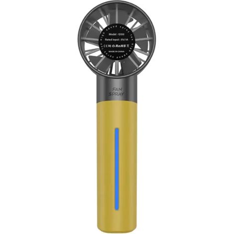 Mini ventilateur portable USB (jaune) avec pulvérisateur turbo et remplissage d'eau (1/5)