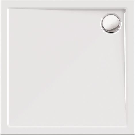 Calmwaters® Quadrat-Duschwanne Modern Select, eckige bodengleiche Brausewanne aus Acryl, 90 x 90 x 2,5 cm mit Ablaufloch in 90 mm, Duschtasse in Weiß, 01SL2984 (1/5)