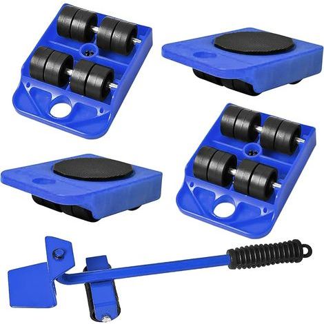 5 Pièces, Outil de Déplacement de Meubles, Roulettes pour Meubles, Deplace Meuble,Coussin Rotatif à 360 Degrés pour L'ensemble de Rouleaux Mobiles de Meubles (bleu) (1/5)
