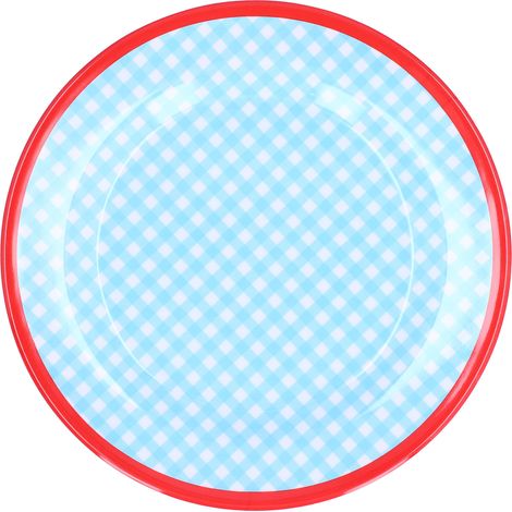 9-Zoll-Kuchenplatte in Porzellanoptik, leicht und wiederverwendbar, dekoratives Tablett für Obst und Snacks, hellblau kariert (1/5)