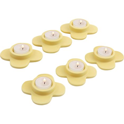 HofferRuffer Portacandele Ceramica Fiore Set 6 Pezzi Gialli (1/5)