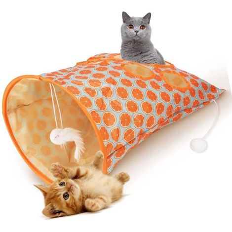 Sac tunnel pour chat - SURENHAP - Pliable - 5 trous interactifs - Sons froissés - Jouet en tissu-Ywey (1/5)