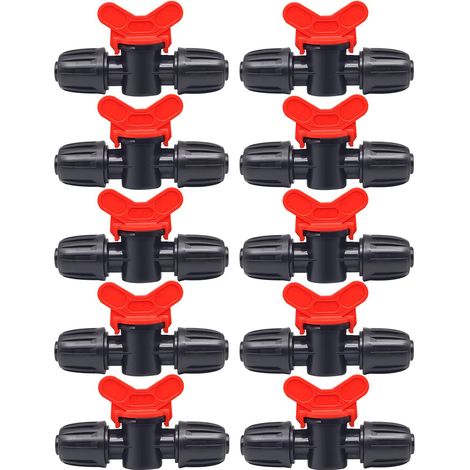 10 Pièces Vanne Commutation d'Irrigation, Irrigation Pipe Valve Switch, Robinet Jardin en Plastique PE, Robinet Barbelé Double Mâle, pour L'irrigation des Pelouses de Jardin, pour 16mm Tuyau (1/5)