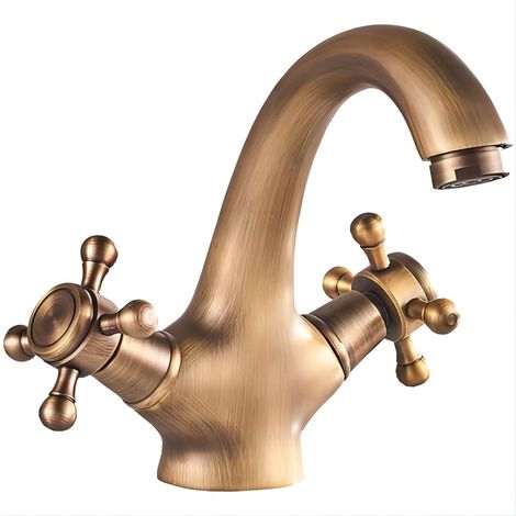 Robinet de baignoire en bronze, mitigeur de lavabo antique, robinet de salle de bain, lave-mains, robinet rétro avec mitigeur eau chaude et froide (1/4)