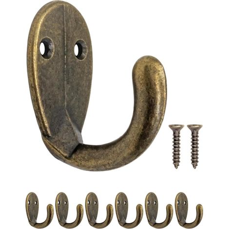 Garderobehaken - Metalico Robusto Con Acabado Envejecido - Diseño Ovalado - Para Pasillo Baño Y Cocina - Set De 6 Unidades (1/5)
