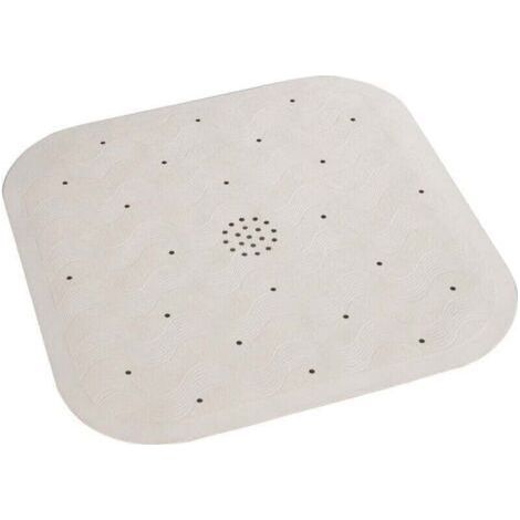 Shower mat, Non-slip bathroom mat with water drain, Natural rubber, 54 x 54 cm, beige (1/4)