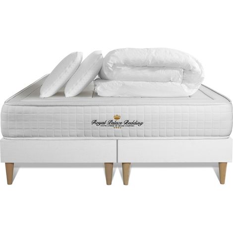 Komplettpaket Bett - Matratze 180x200 cm + Boxspringbett (Monoblock) + 2 Kopfkissen + Bettdecke - Balmoral