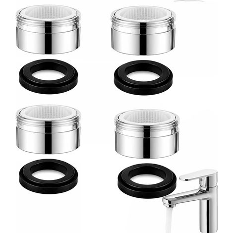 Set of 4 M24 Stainless Steel and ABS Bathroom Tap Aerator with Seals, Water Saving for Kitchen and Bathroom, with Anti-Limescale Function (1/5)