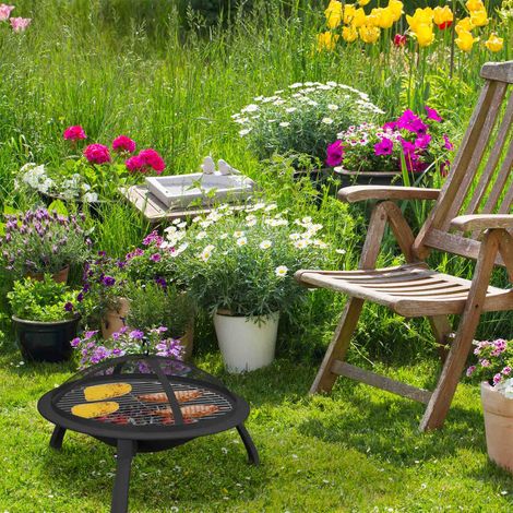 Feuerstelle mit grill und funkenschutz klappbares design