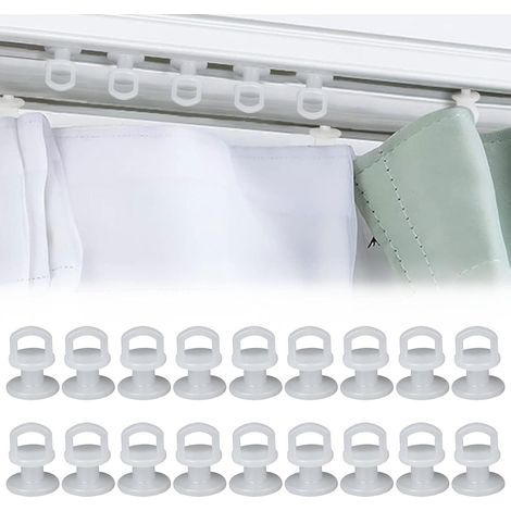 Keyoung – Crochets coulissants pour rideaux – Lot de 50 pièces en plastique – Glissement silencieux sur rail – Compatible avec tringles à tirer