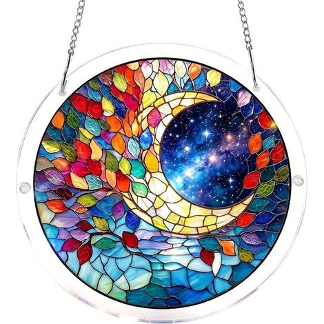 Puzzles Attrape soleiles en Acrylique, Pendentif vitrail déco Murale, dégradé Lumineux Multicolore, déco fenêtre pour Maison Salon (1/4)