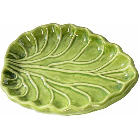 Plateau à bijoux en céramique verte inspiré de la nature 15 x 10 cm, fourre-tout pour boucles d ' oreilles, commode, table d ' entrée (1/5)