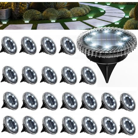 Lot de 24 mini lampes solaires encastrables – Étanches, autonomes – Parfaites pour jardin, allée, entrée et arrière-cour-Lumière blanche (1/5)