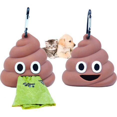 Distributeur De Sacs A Dechets Pour Chiens - Portable Avec Mousqueton - En Caoutchouc Souple - Pour Plein Air - 2 Pieces (1/5)