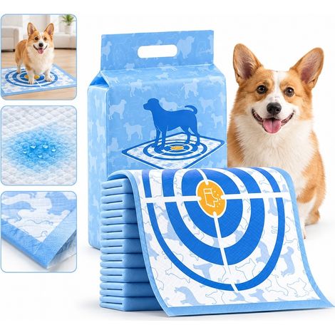 Tapis d'éducation pour chien avec cible d'entraînement centrale, non-tissé résistant à absorption rapide et anti-odeurs, épaisseur renforcée, aide le chien à viser le centre, Lot de 40, 60 x 60 cm (1/5)