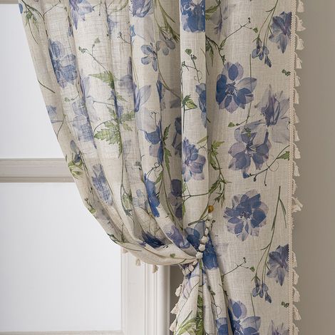 JSSEVN blickdichte Gardinen im Bohème-Stil aus Baumwolle und Leinen, 132 x 241 cm, mit Hohlhaken, aus Polyester und Leinen (1/5)