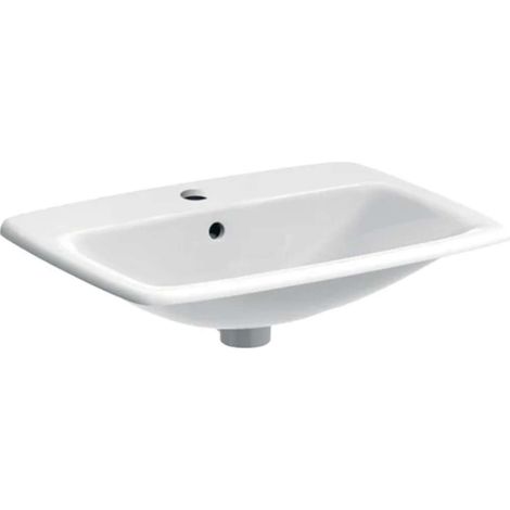 Geberit Selnova Square - Lavabo 60x45 cm, avec trop-plein, trou pour robinetterie, blanc 500.307.01.7 (1/2)