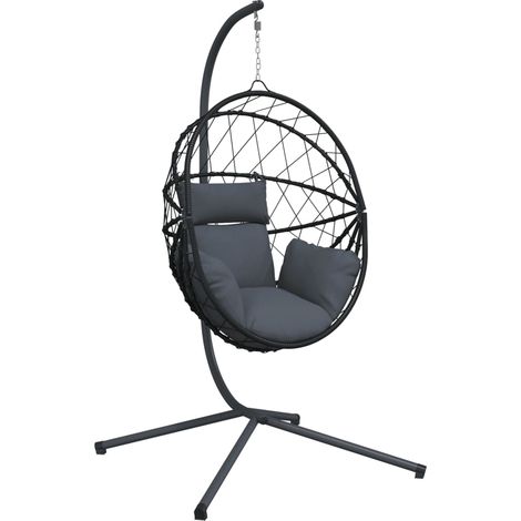 Chaise suspendue en forme d'œuf avec support anthracite (1/5)