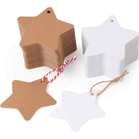 Etiquettes Suspensions En Papier Kraft Forme D Etoile - 200 Pièces Avec Corde De 20 M - Pour Cadeaux Mariage Noël DIY (1/5)