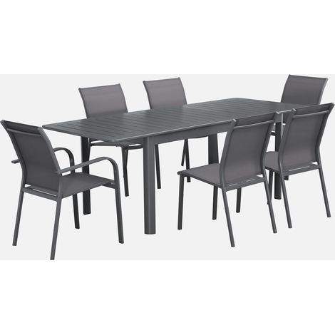 Set tavolo da giardino allungabile in alluminio con 6 sedie