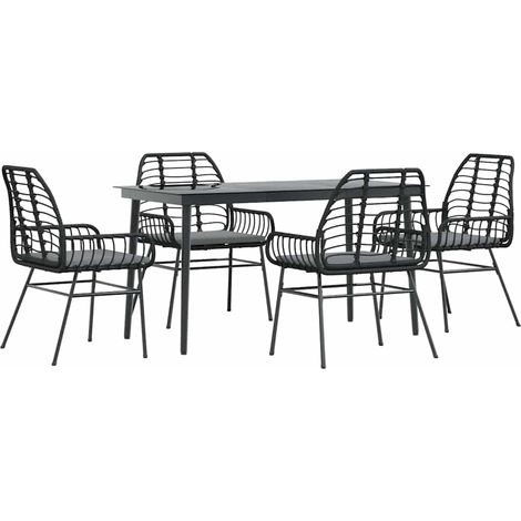 Maison Exclusive - Set da Pranzo da Giardino con Cuscini 5 pz Polyrattan Vetro (1/5)
