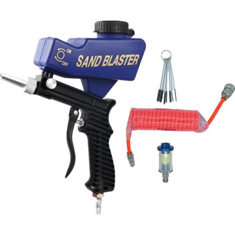 Pistolet de sablage pneumatique portable pour éliminer la rouille, l'huile et les impuretés (4 pièces bleues) (1/5)