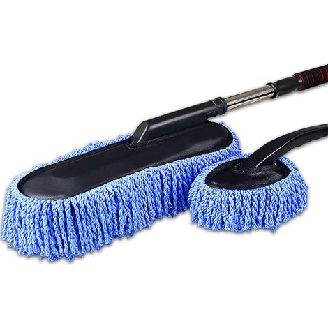 Balai Télescopique pour Lavage De Voiture Manche en Bois Poils Souples pour Extérieur De Voiture Plumeau Doux pour Lavage De Voiture